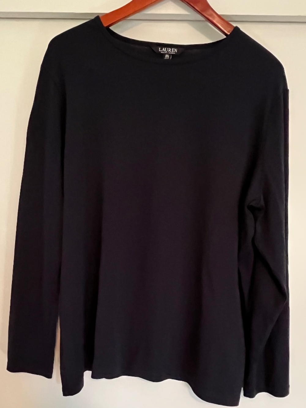 Lauren Ralph Lauren Navy Blue Long Sleeve Top 3X Stretch Minimalist